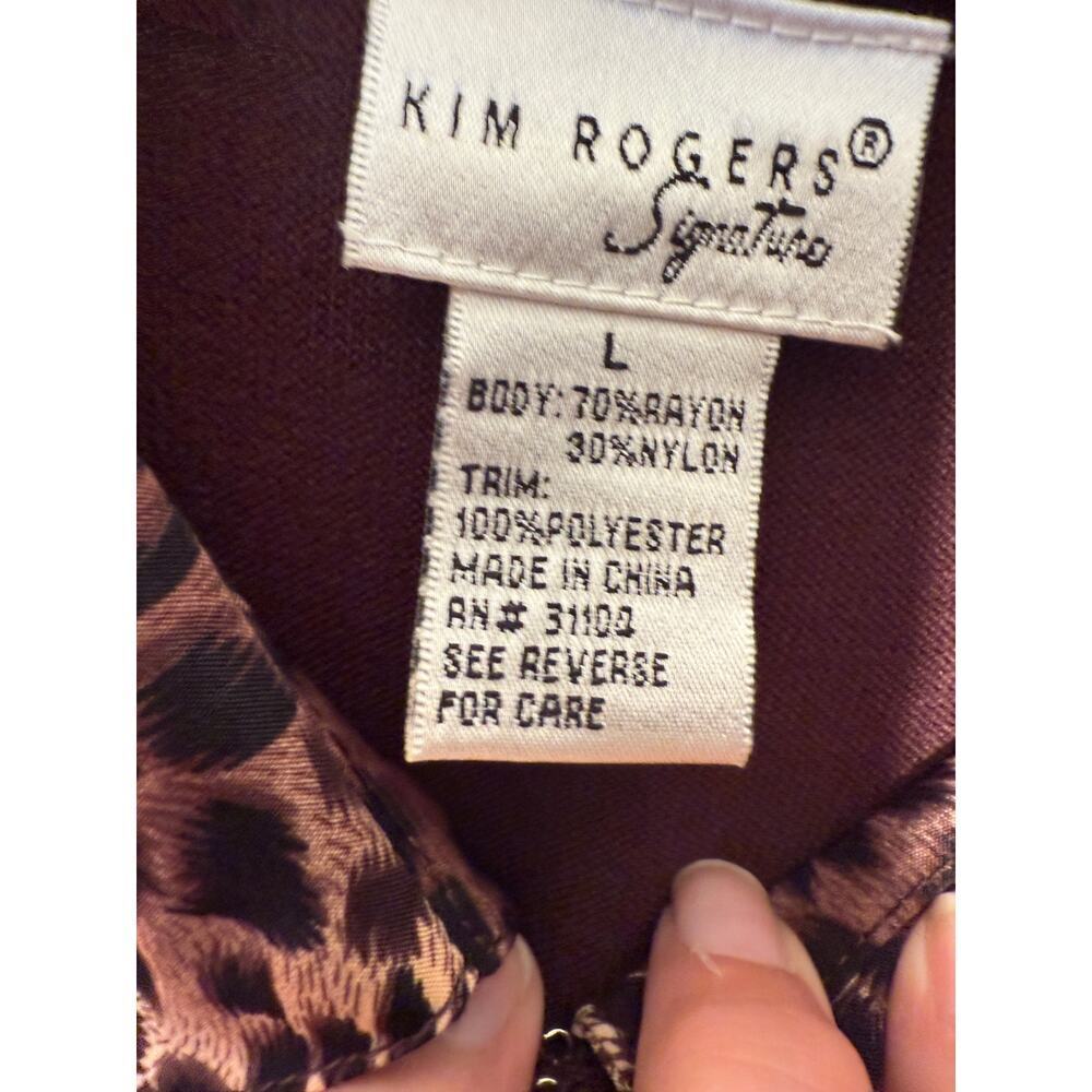 Y2K NWT Kim Rogers Large Brown Blouse with animal print color Women's Large - Picture 4 of 7